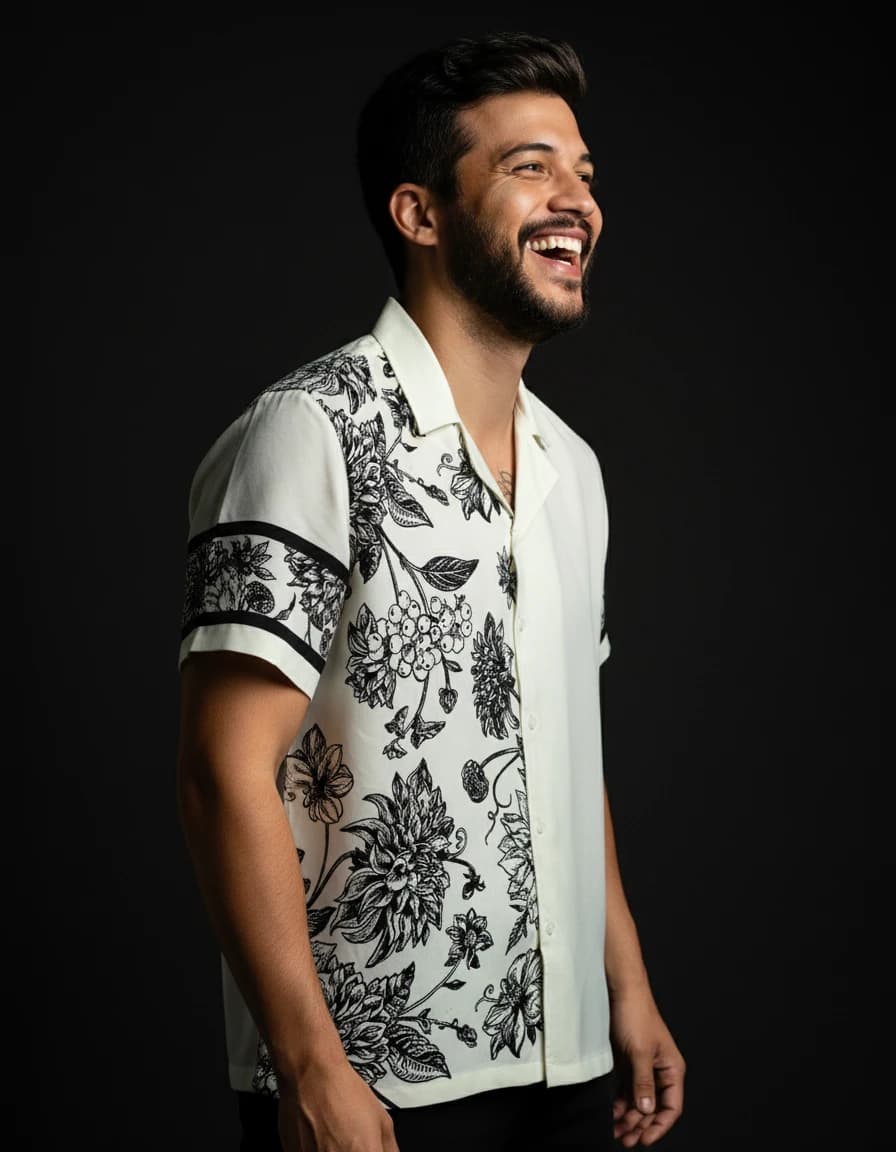 AI generated image of a high-fashion model in a futuristic outfit.