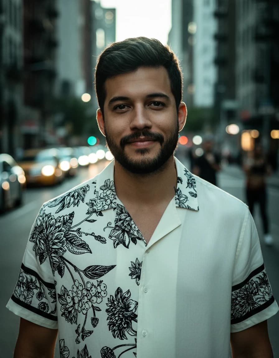 AI generated fashion model with an artistic pose.